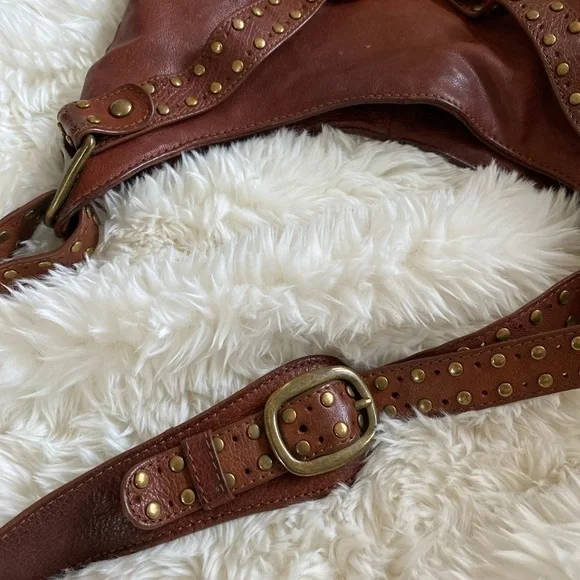- Kooba Brown Leather Shoulder Bag with Brass Rivets - Picture 6 of 11